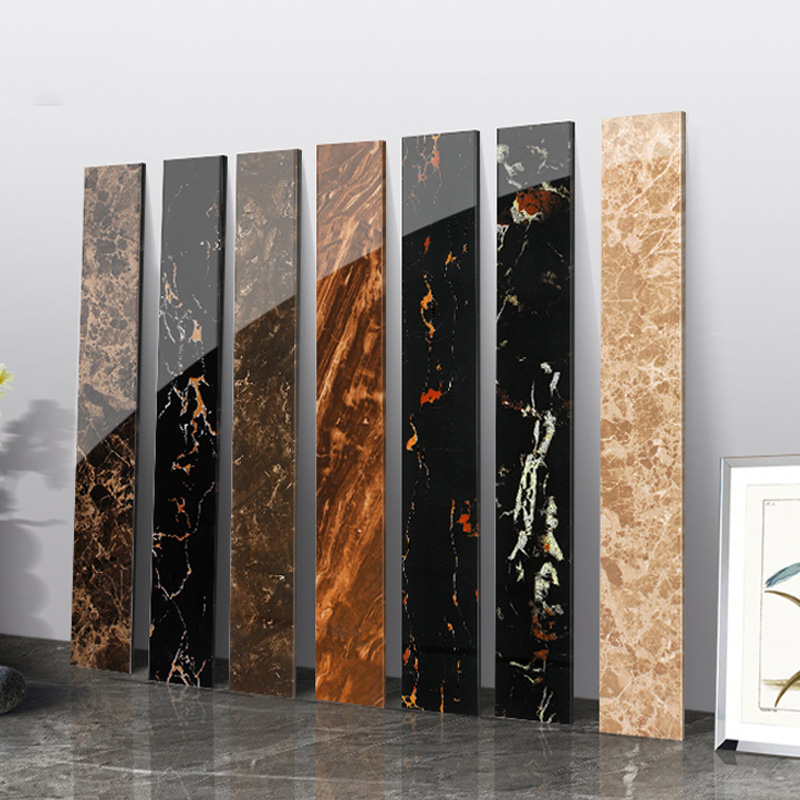 客厅踢脚线瓷砖黑金花微晶石走廊过道波导线大理石贴脚线地脚线