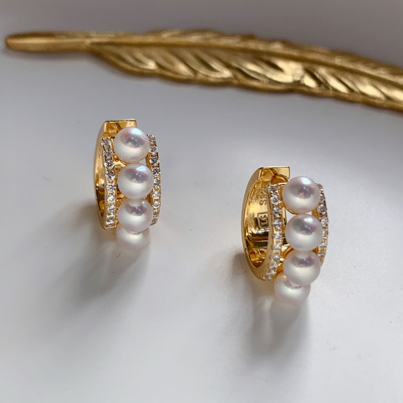 《路过》精工纯银极光淡水akoya小珍珠耳扣耳环高级感法式耳饰女