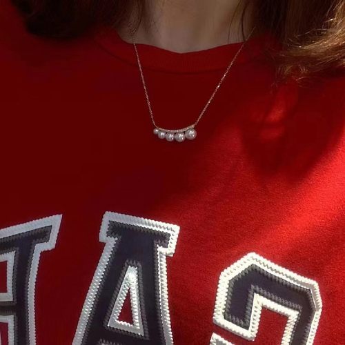 《渐生欢喜》精工纯银大小渐变极光淡水珍珠锁骨项链送女友礼物