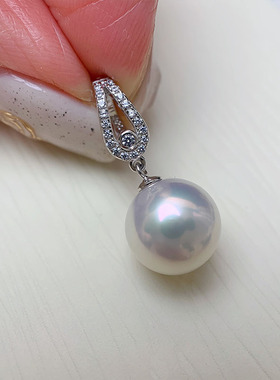 《岁月勋章》精工纯银白色冷光单颗珍珠吊坠万能扣可开合百搭高级