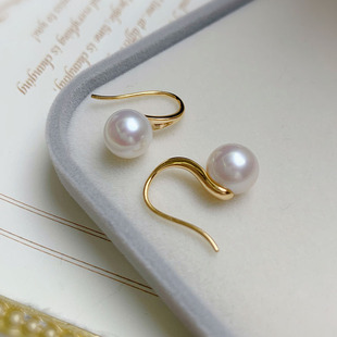 通勤气质高级感耳饰 手心 精工纯银天然极光珍珠高跟鞋 耳钩经典