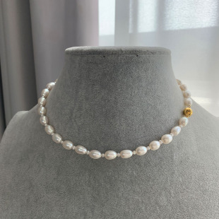 复古气质年轻时尚 原创设计天然米形珍珠项链锁骨法式 女 沉浮