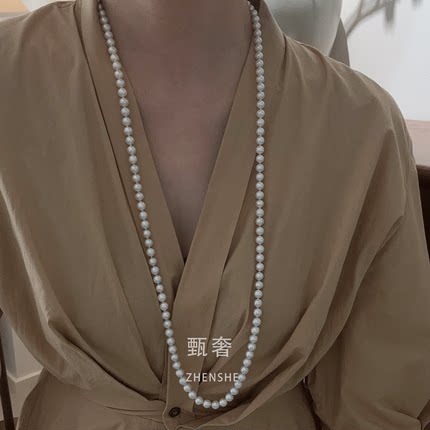 《相思》7-8mm天然淡水珍珠多层长款项链毛衣链简约气质百搭90cm