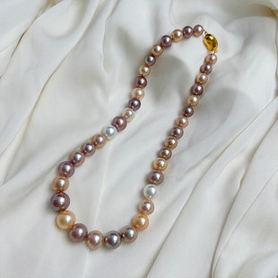 14mm大颗粒天然爱迪生糖果色珍珠串珠项链一物一图实拍奢华气质