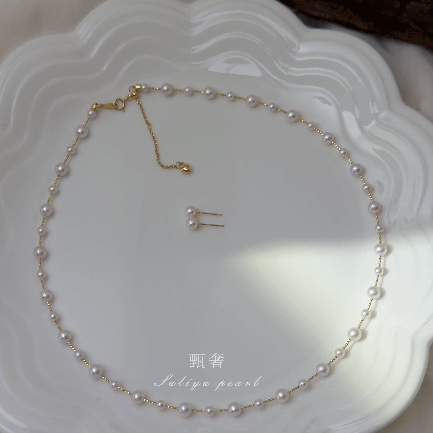 甄奢樱花粉淡水珍珠满天星项链图片