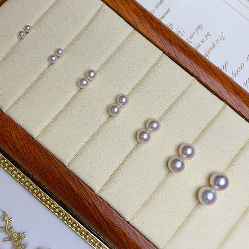 甄奢极光淡水akoya基础珍珠耳钉