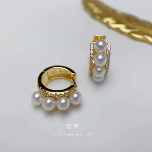 《路过》精工纯银极光淡水akoya小珍珠耳扣耳环高级感法式耳饰女