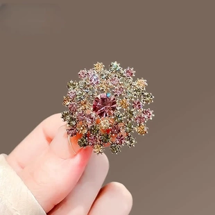 1478復古彩鉆蒲公英設(shè)計胸針女新款 奢華別針胸花西服大衣配飾別針