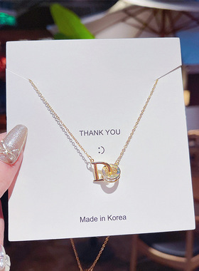 韩版个性字母轻奢小众风项链ins百搭钛钢锁骨链时尚吊坠饰品