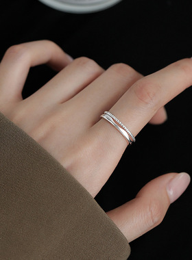 双层戒指女开口戒轻奢小众设计高级感尾戒食指戒ins冷淡风指圈女