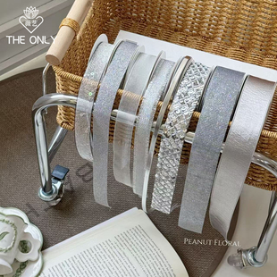 薇艺 材料 高级银灰色系丝带创意花艺礼品蝴蝶结绑带手工diy包装