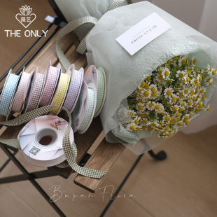 饰手工diy材料 缎带田园风蛋糕烘焙花束装 薇艺 千鸟格织带鲜花包装