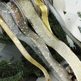 薇艺 饰绑带花束礼品蛋糕丝带缎带 金银色系丝带圣诞蝴蝶结装