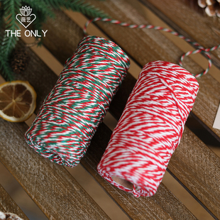 100米棉麻绳圣诞装 饰贺卡挂带双色长带棉线绳圣诞礼物礼品绑带绳