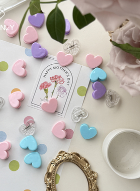 薇艺 奶油风爱心贺卡夹便签创意diy卡片夹子花艺装饰鲜花材料配饰