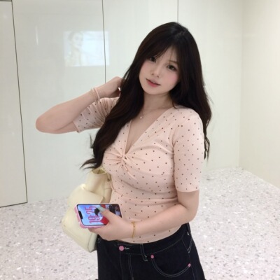 胖mmm显瘦减龄波点T恤