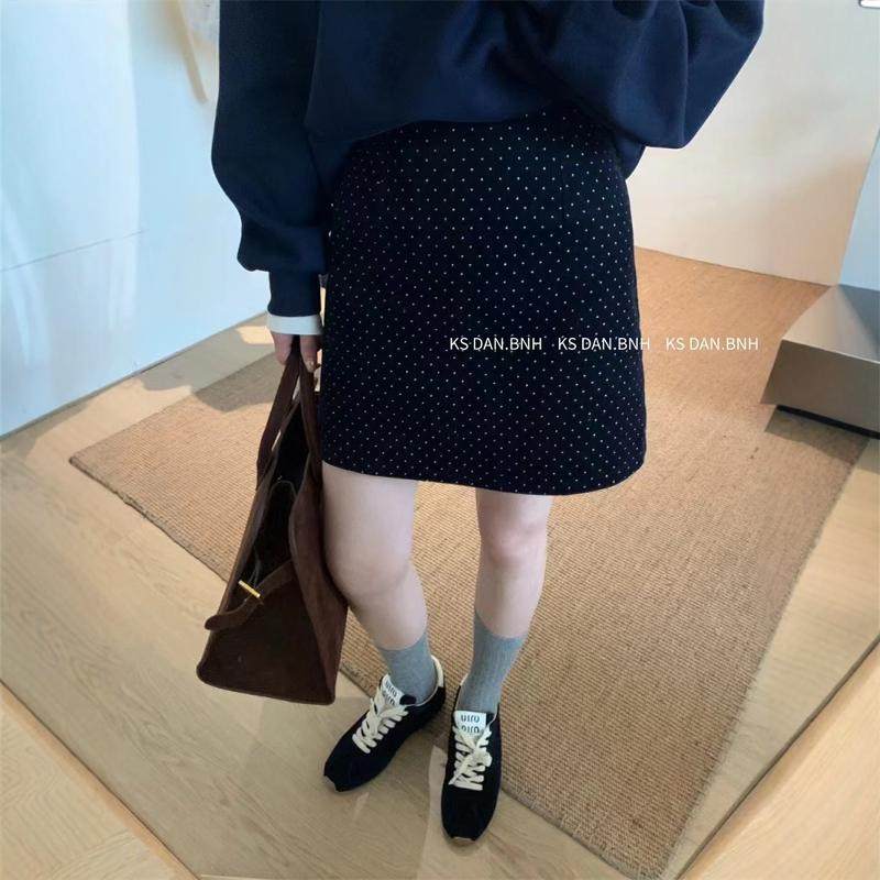 KS.KISSSISTER十三行春季韩版休闲波点短裙高腰A摆裙小短裙女裙