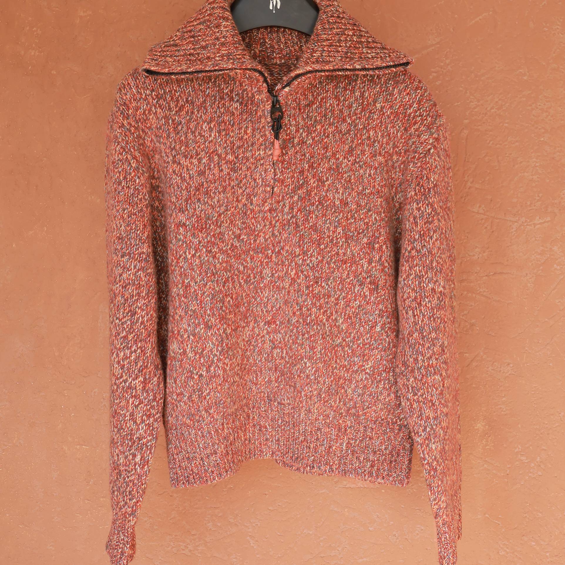 IMMUNO壹糯 韩版新款翻领拉链花纱毛衣杂色针织羊绒毛衣