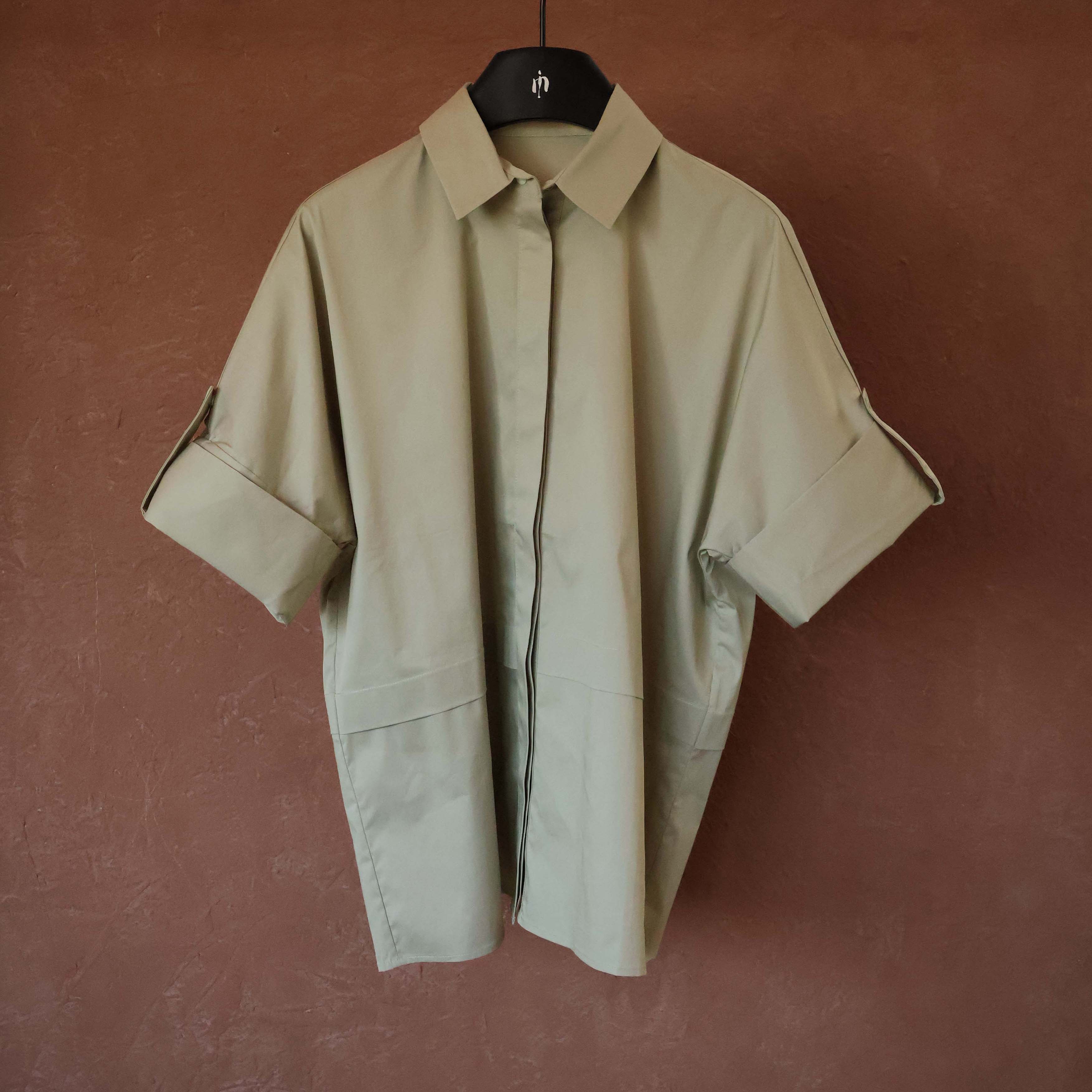 IMMUNO壹糯 2025春夏新款高支数棉翻领衬衣基础通勤气质短袖衬衫