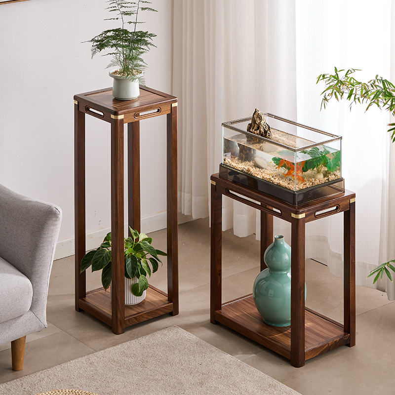 新中式实木沙发边几客厅置物架子