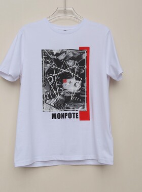 拉PT系列/175专柜断码男装夏纯棉舒柔胶印圆领短袖T恤2A2360白色