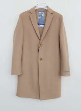 拉夏PT系列商场撤柜男装商务休闲高级羊毛双面呢短大衣2A2801浅驼