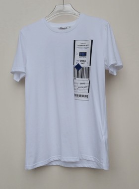 拉PT系列M/L/XL专柜男装夏薄纯棉舒柔胶印圆领短袖T恤2A2183白色