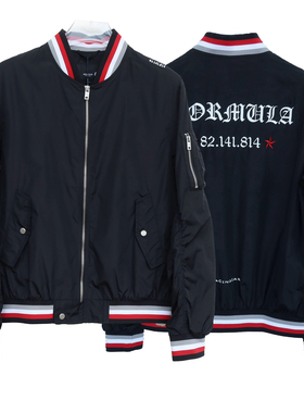 拉PT专柜S/170撤柜正品男春秋超短款潮派绣字夹克外套2A2508黑色