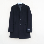 拉夏PT系列商场撤柜男装 冬商务厚柔羊毛毛呢外套短大衣8B1900黑色