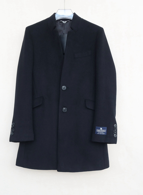 拉夏PT系列商场撤柜男装冬商务厚柔羊毛毛呢外套短大衣8B1900黑色