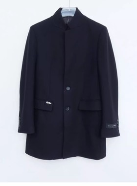 拉夏PT系商场撤柜男装冬高级商务厚柔羊毛呢外套短大衣2A2787藏青