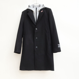 拉JW系列专柜 冬高级厚柔挺刮保暖羊毛呢大衣2A3737黑色 170男装