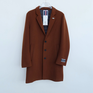 拉夏JW系列撤柜正品男装冬商务高级羊毛双面呢棉衣大衣2A3739咖啡
