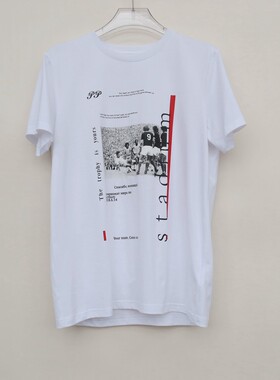 拉PT系列S/M/L专柜男装夏纯棉舒柔胶印圆领短袖T恤2A2430白色