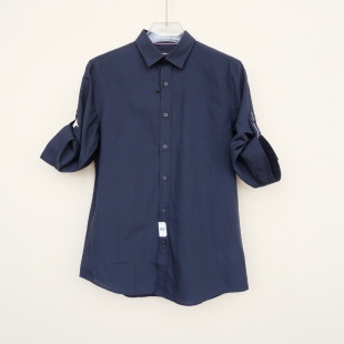 衬衫 男夏薄柔棉麻舒适七分袖 4A4182黑色 170撤柜正品 拉JW系列