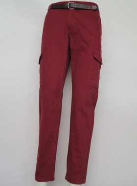 EtamHomme品牌XS/S/M春秋正品断码男全棉直筒休闲长裤F3059暗红色