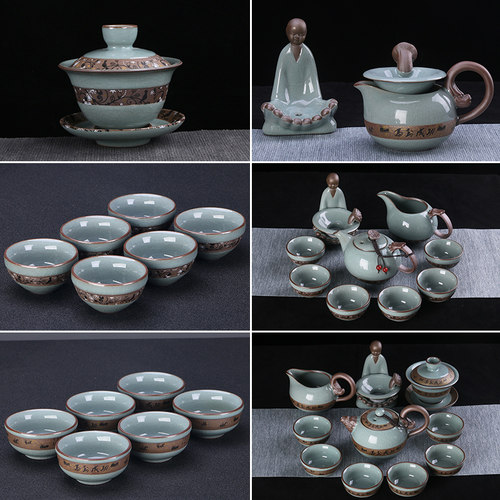 哥窑开片茶杯套装6只品茗杯10个