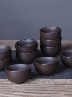 紫砂小茶杯套装6只品茗杯功夫茶杯10个喝茶杯子茶具中式家用单个