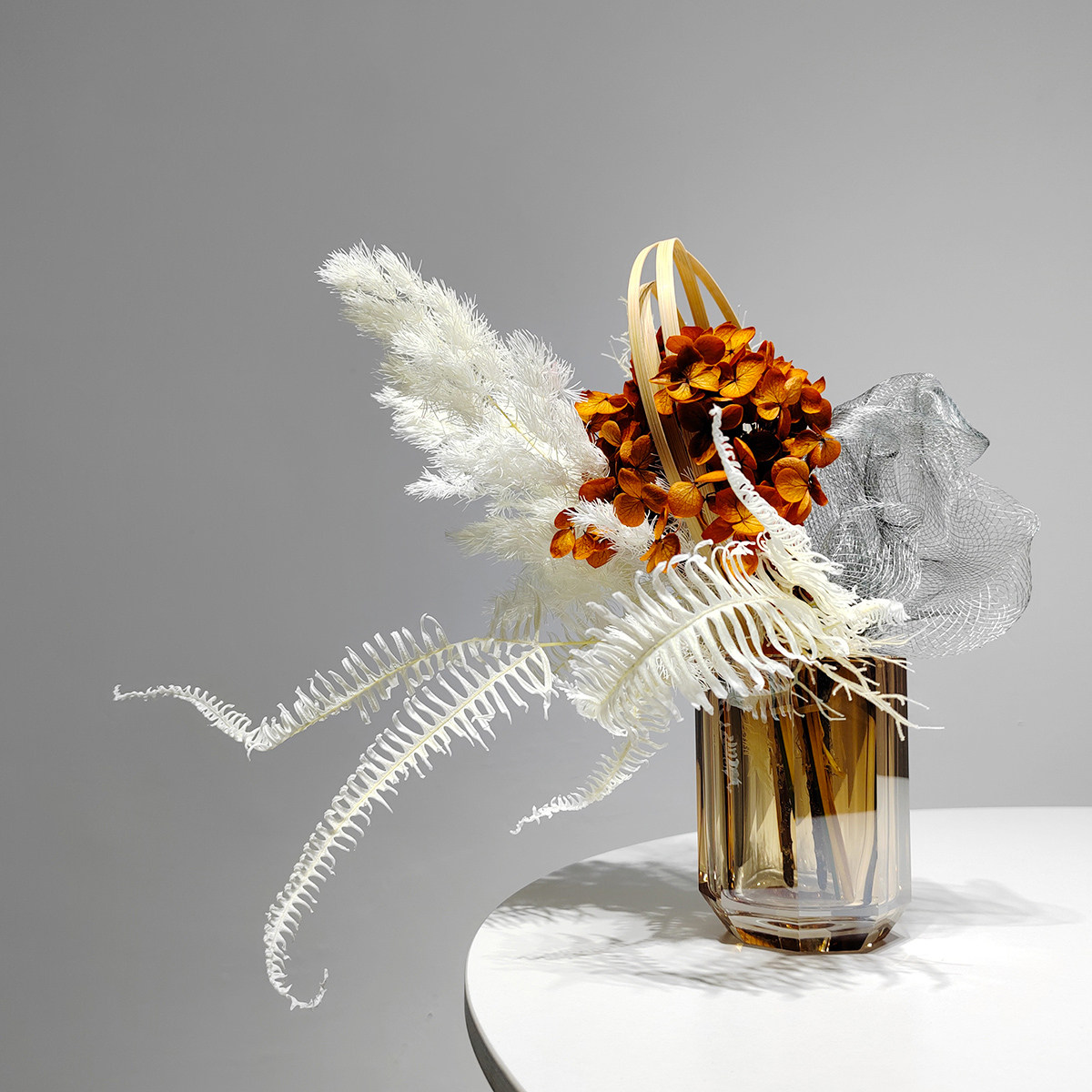 现代轻奢创意玻璃花器摆件家居样板房软装饰品插花艺套装桌面花瓶