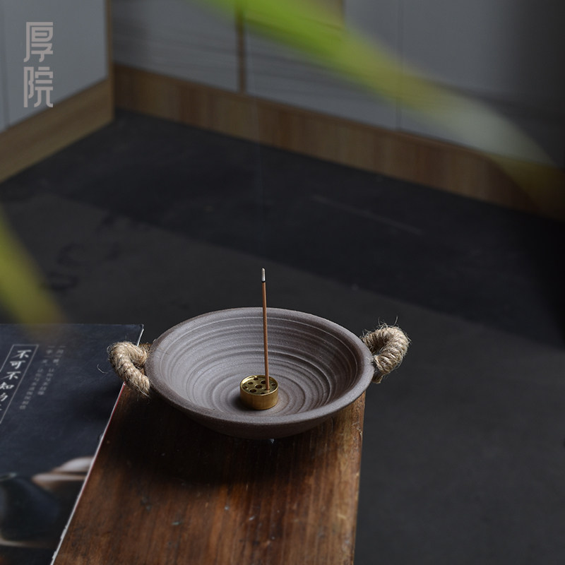 厚院日式粗陶香炉家用室内熏香炉九孔香插复古创意艾草沉香檀香炉