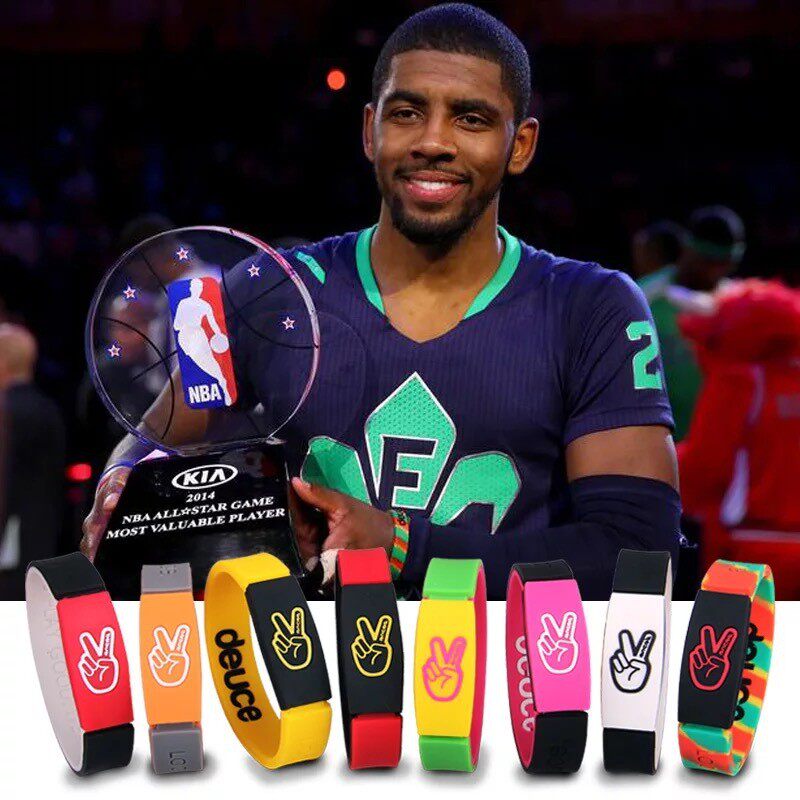 NBA欧文K2纪念版硅胶手镯环圈V手势Deuce brand篮球运动划扣腕带