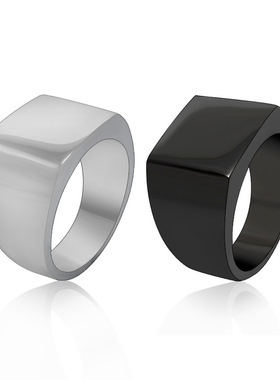 北欧简约主义四方形男女情侣款尾介子瑞典轻奢经典复古纯色对戒指