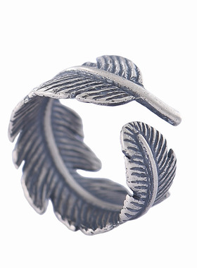 高桥吾郎羽毛戒指复古开口情侣