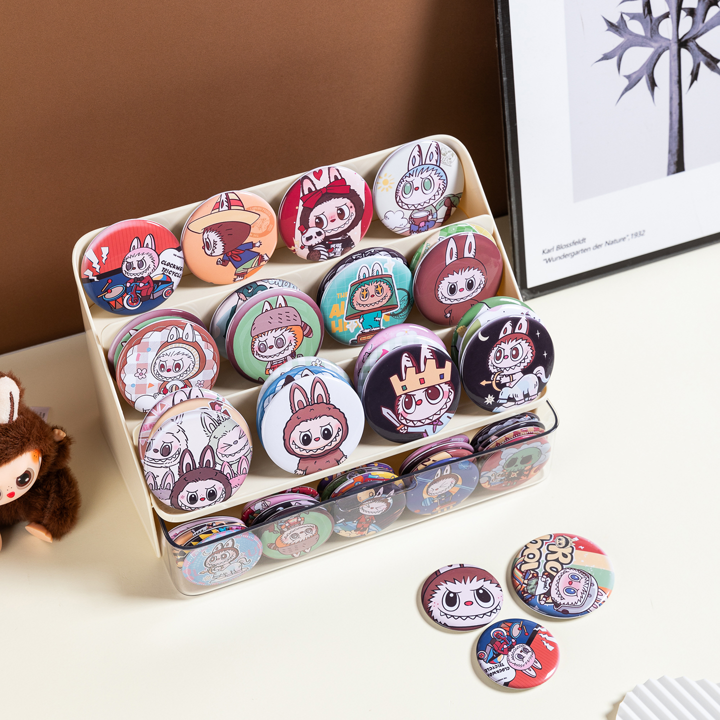 阶梯式吧唧收纳盒带抽屉