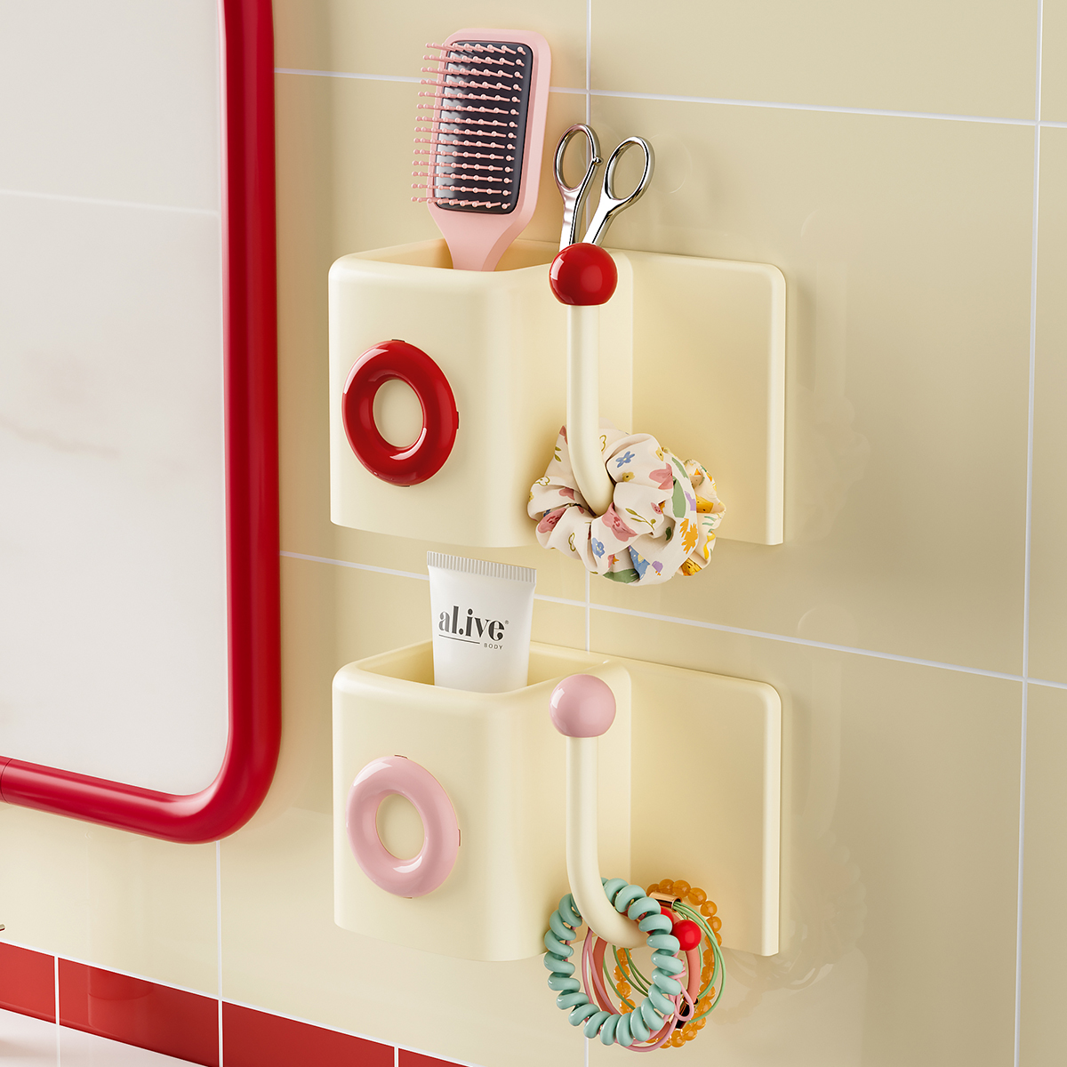 壁挂式发饰收纳盒免打孔卫生间梳子置物架发圈发箍头绳皮筋整理架