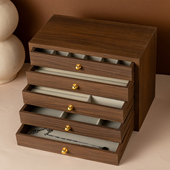 古典胡桃木首饰盒复古高级感珠宝饰品收纳盒多层大容量耳环戒指盒