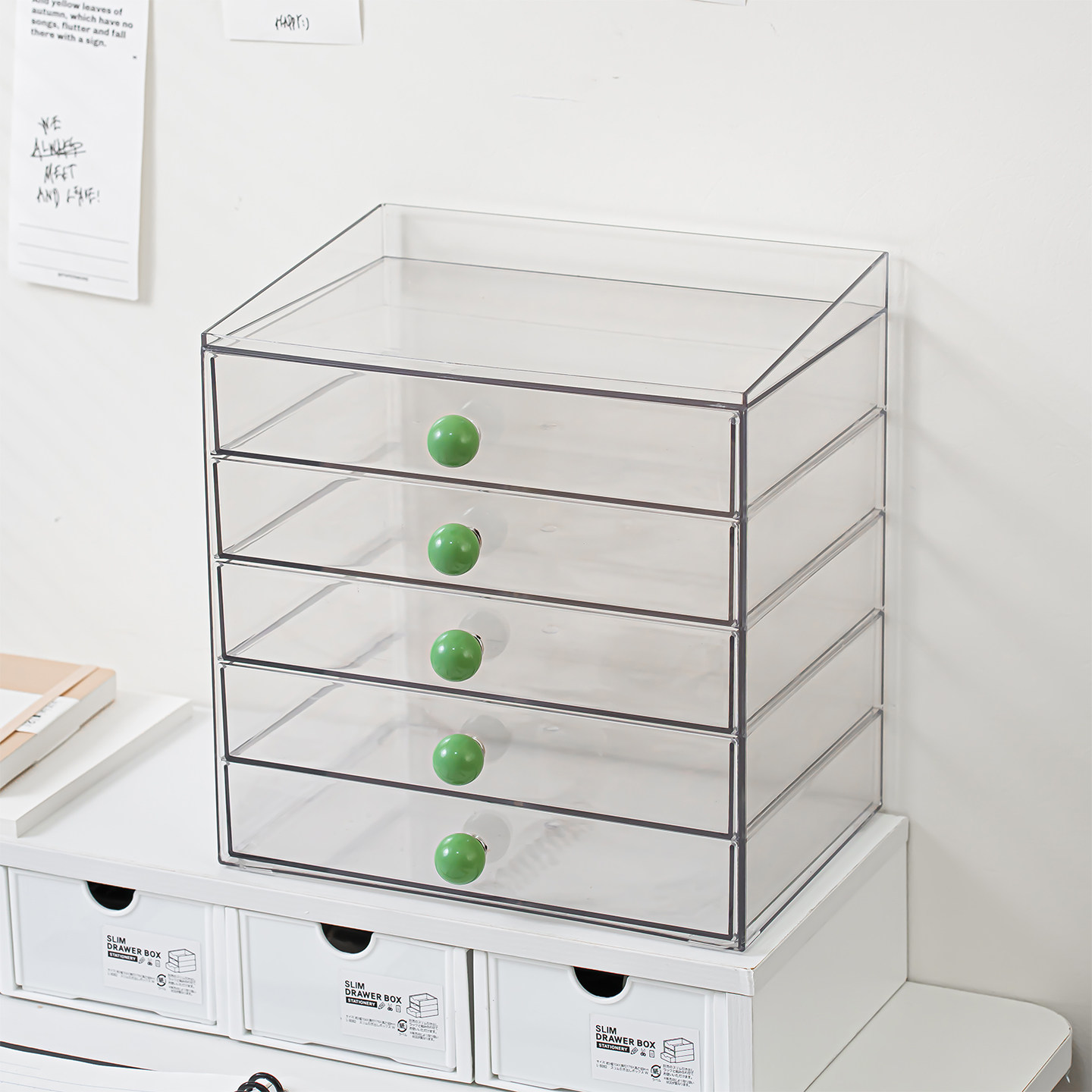 透明桌面收纳盒长方形多层抽屉式置物架学生宿舍小杂物文具整理盒,收纳整理,桌面收纳盒,淘宝优惠券,粉丝福利购,淘宝优惠卷