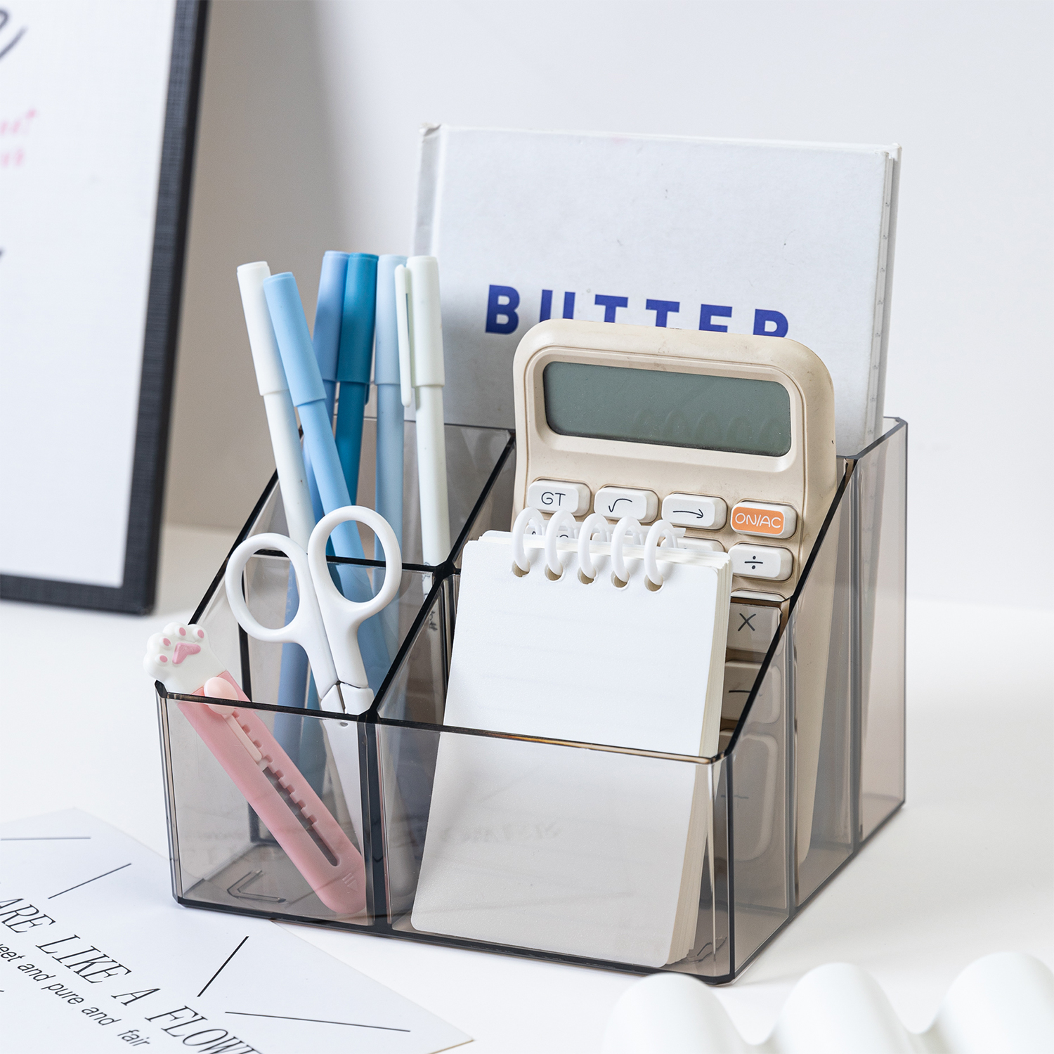 透明笔筒办公室桌面收纳盒