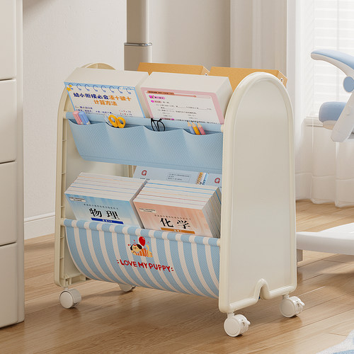 多巴胺书桌旁收纳架高中生大容量落地置物架中学生宿舍可移动书架