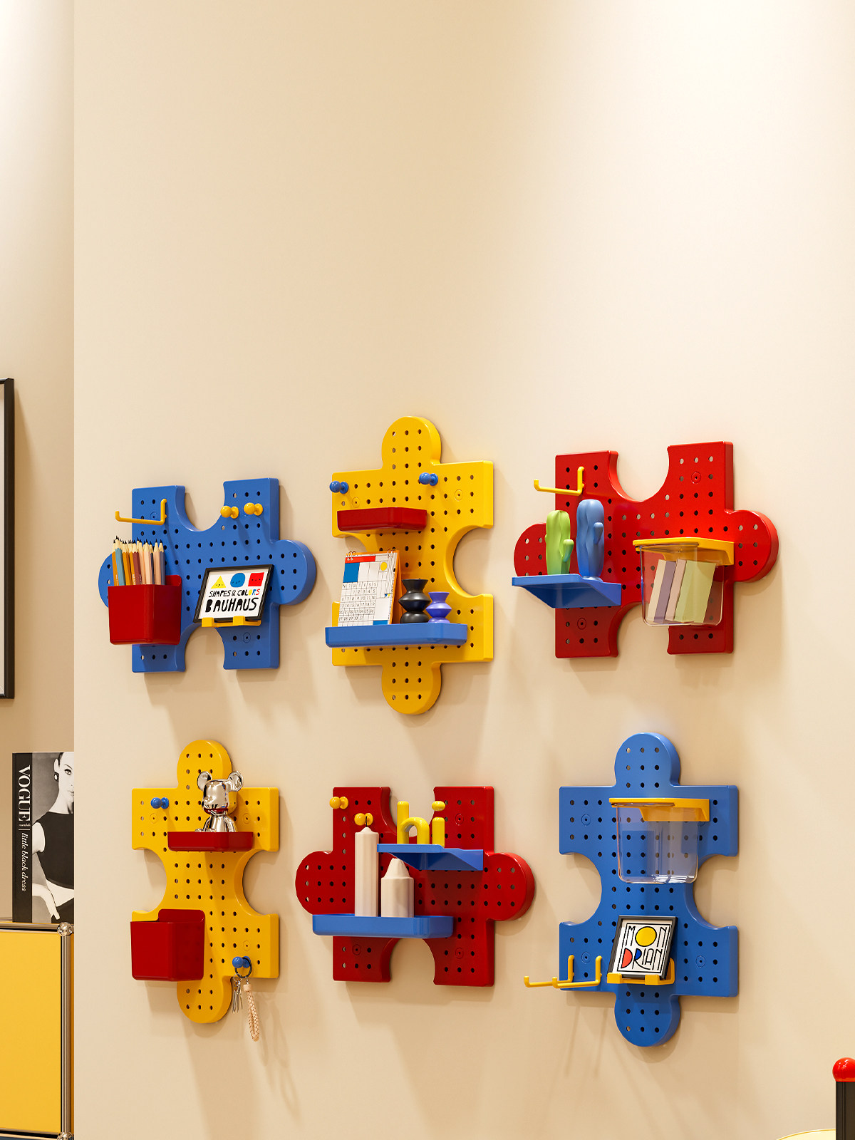 Настенная перфорированная панель-органайзер без сверления для студенческого общежития, спальни, подставка для ручек, декоративные крючки